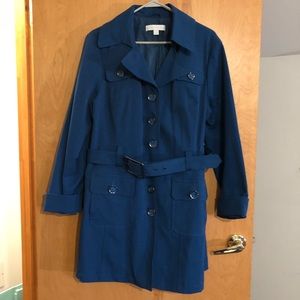 New York and Company Teal Trench Coat